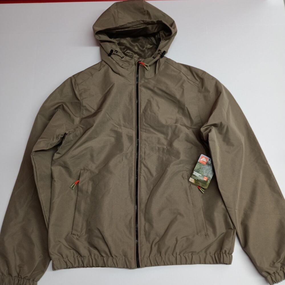 NWT Ozark Trail‎ Windbreaker Jacket Men's S Small Taupe Falls Zip Pockets Hooded